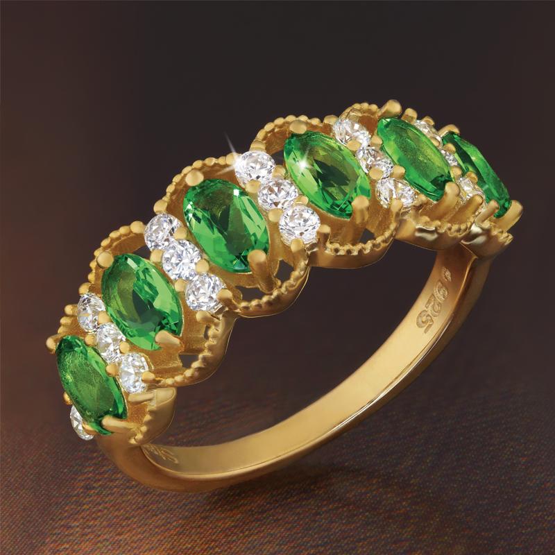 Evergreen Helenite Ring and Stud Earrings